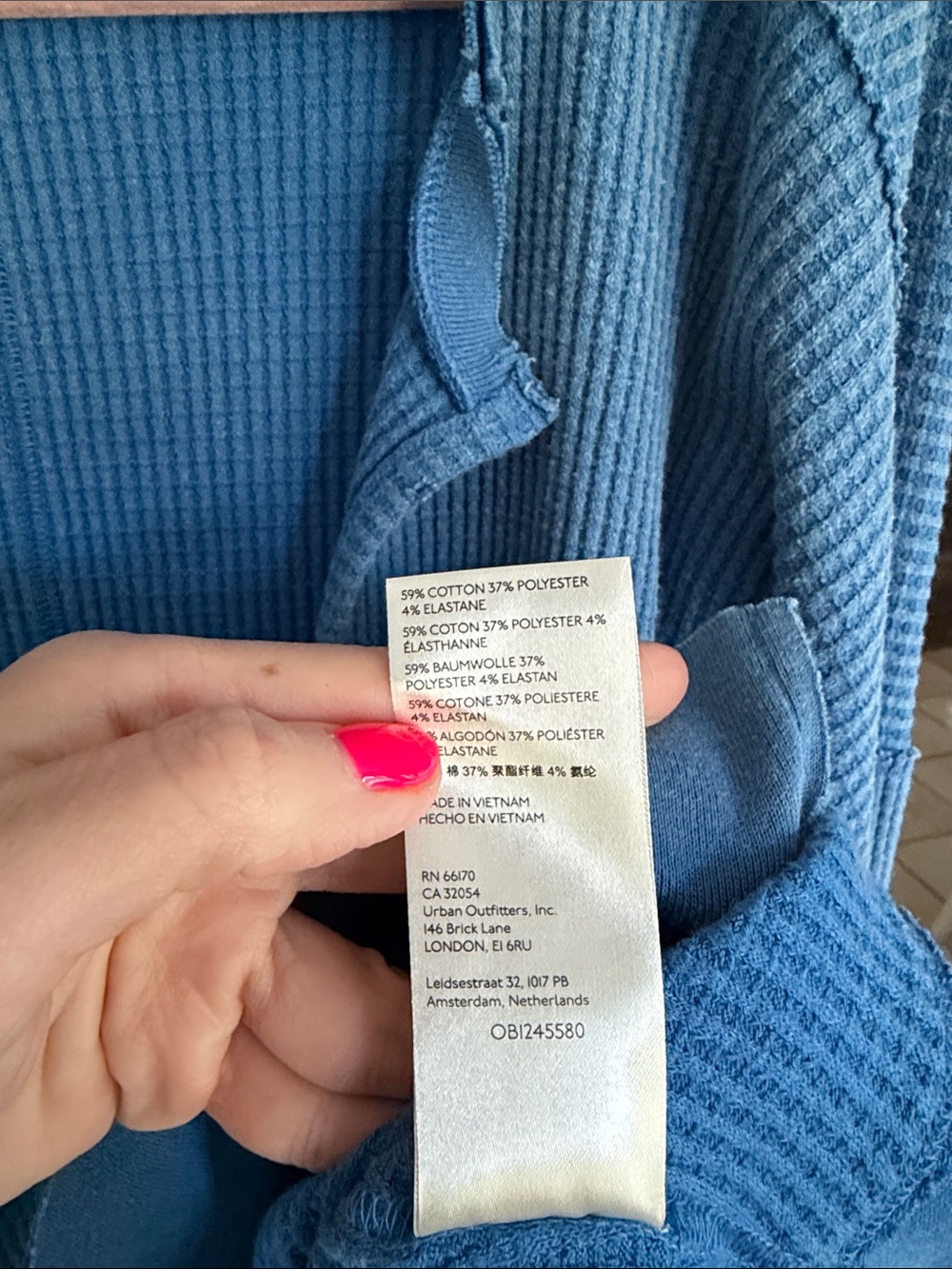 We The Free Blue Waffle Knit Oversized Boho Hipster Long Sleeve Top - Picture 8 of 8